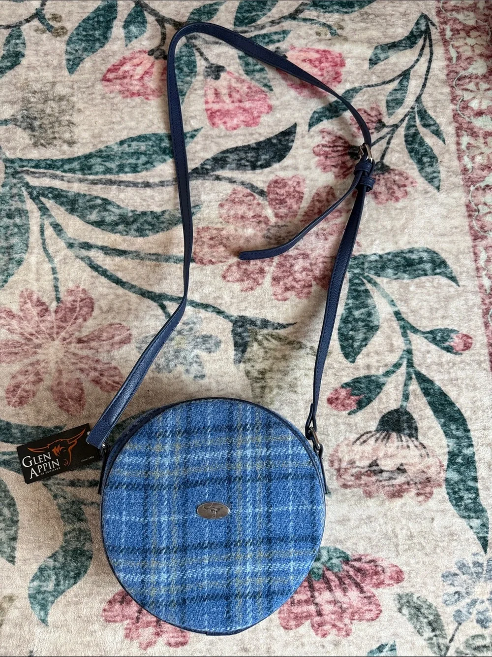 Blue Plaid Round Crossbody Bag - Women's Fashion
